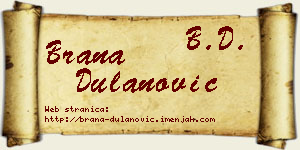 Brana Dulanović vizit kartica